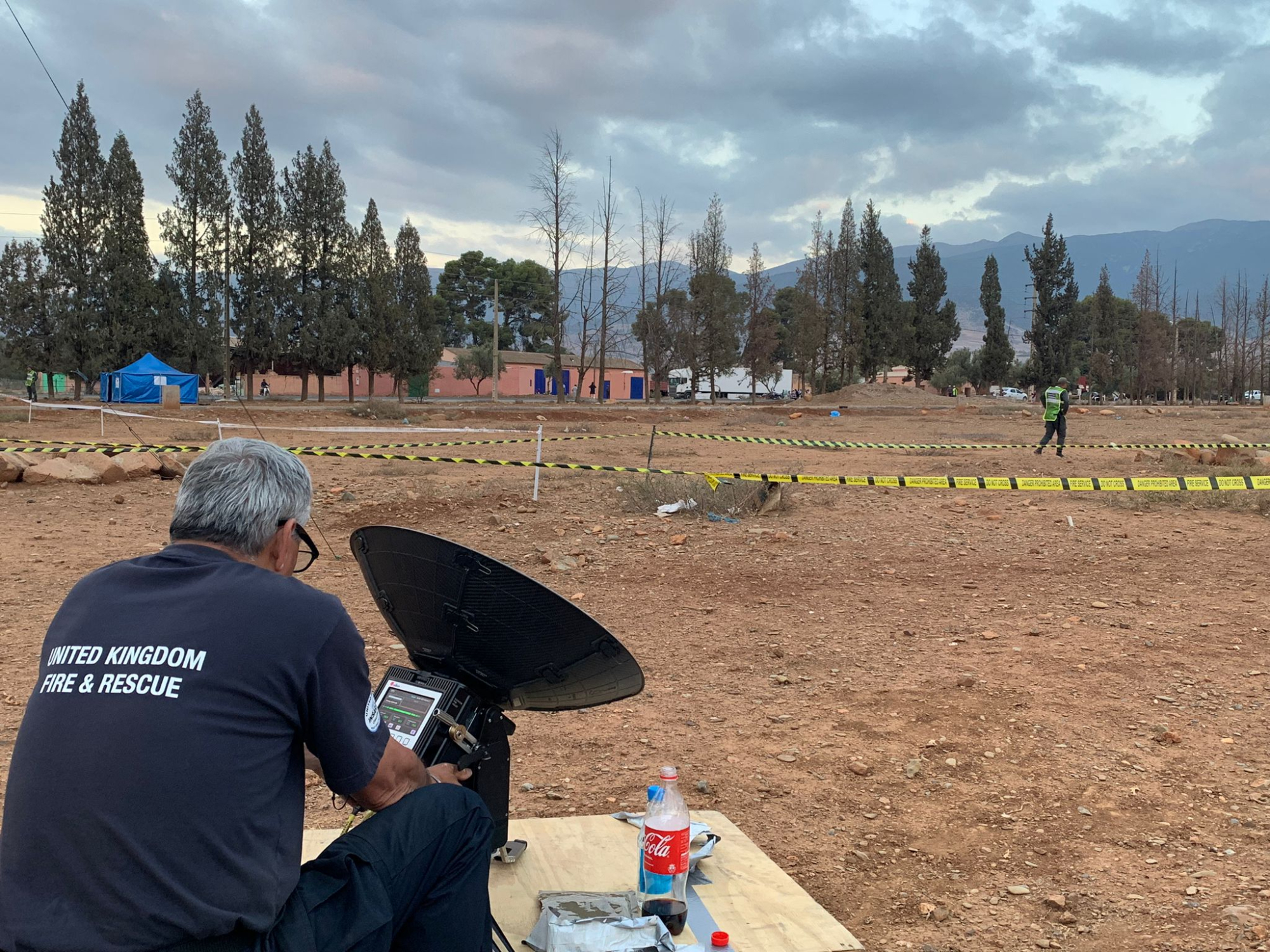 Holkirk Scorpion Lite flyaway terminal in use by UK Fire and Rescue team