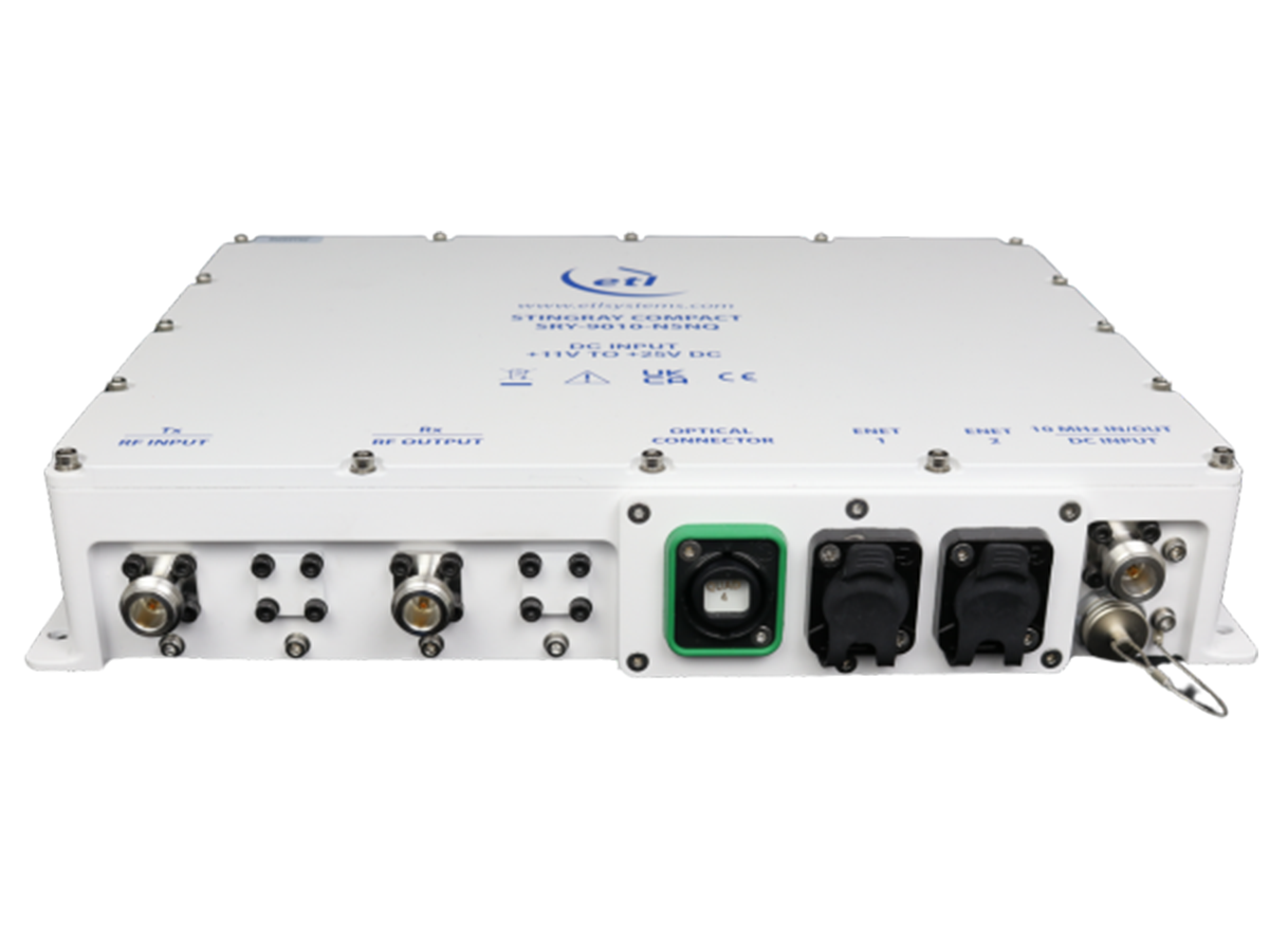 ETL Systems StingRay Compact RF over Fibre unit for satellite ground infrastructure.