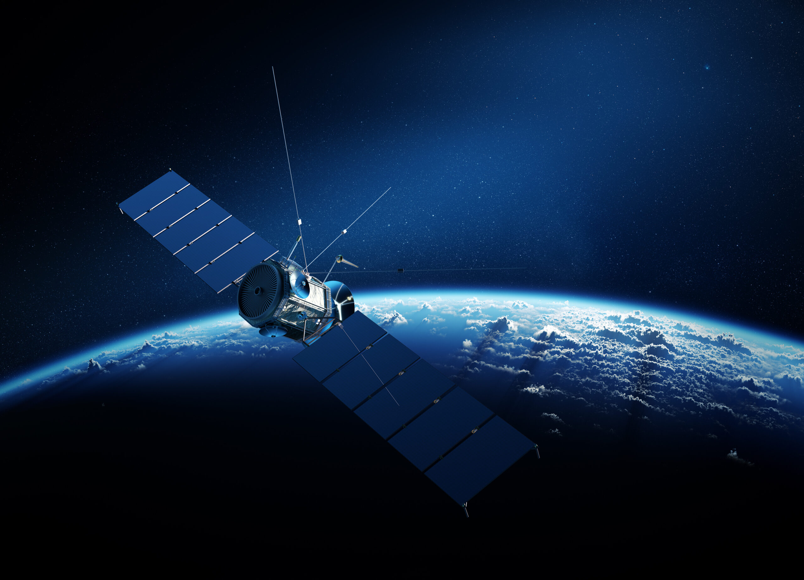 Render of satellite above Earth