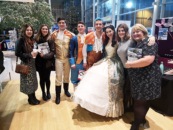 ETL Systems team with the cast of the Cinderella Panto at the Courtyard Hereford 2019