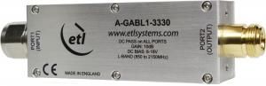A-GABL1-3364 L-Band Fixed 15dB gain Amplifier with +3dB positive slope and DC pass