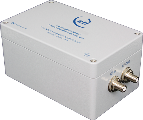 L-band Variable 0-30dB Gain Amplifier with DC And 10MHz Block - IP65 Rated